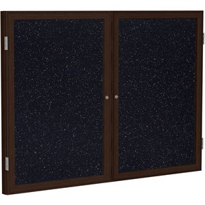 Pemberly Row Wood 36&quot x 60&quot 2 Door Enclosed Rubber Bulletin Board in Multi-Color