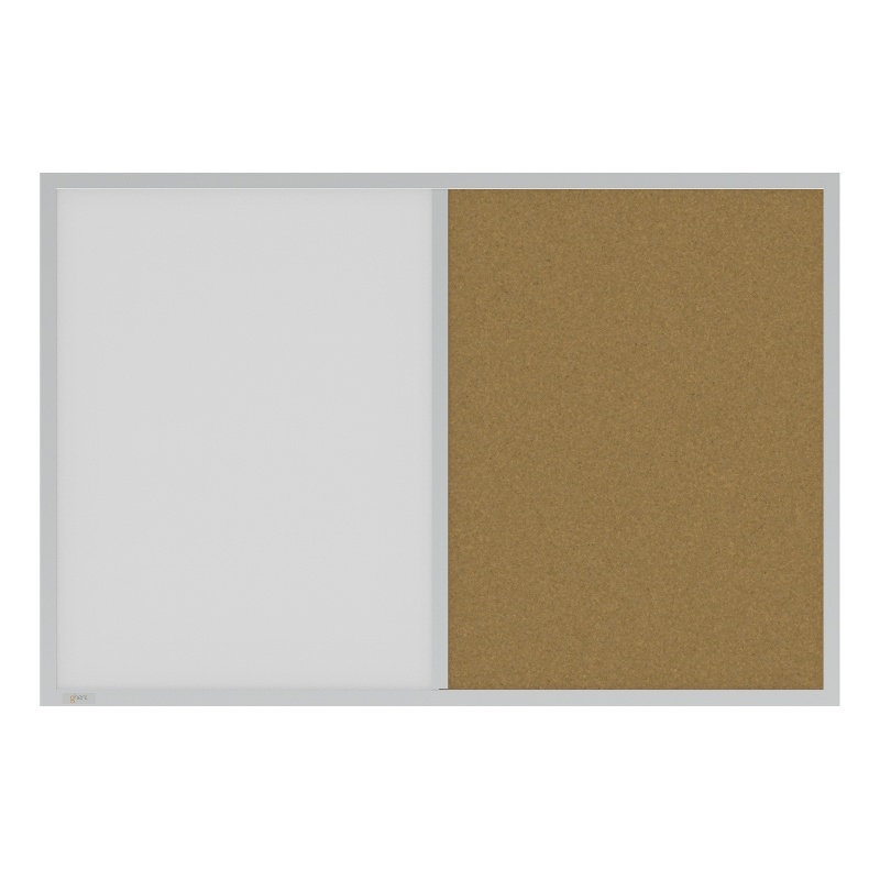 Pemberly Row Aluminum White Framed Markerboard and Cork Combo Board 2 x 3ft