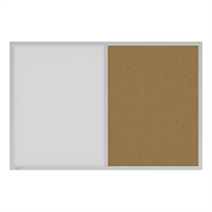 Pemberly Row Aluminum White Framed Markerboard and Cork Combo Board 2 x 3ft