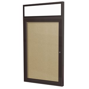 Pemberly Row Vinyl 36&quot x 30&quot 1 Door Enclosed Headliner Bulletin Board in Caramel
