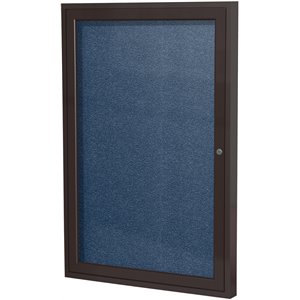 Pemberly Row Vinyl 36&quot x 24&quot 1 Door Enclosed Bulletin Board in Navy