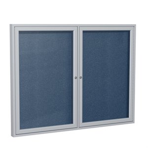 Pemberly Row Vinyl 36&quot x 60&quot 2 Door Enclosed Bulletin Board in Navy