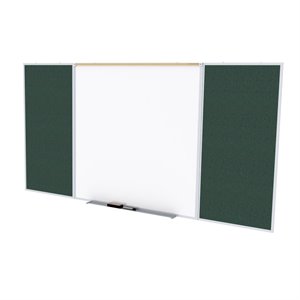 Pemberly Row Vinyl 4' x 8' Bulletin & Magnetic Whiteboard Set in Ebony Brown