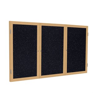 Pemberly Row Wood 48&quot x 72&quot 3 Door Enclosed Rubber Bulletin Board in Multi-Color