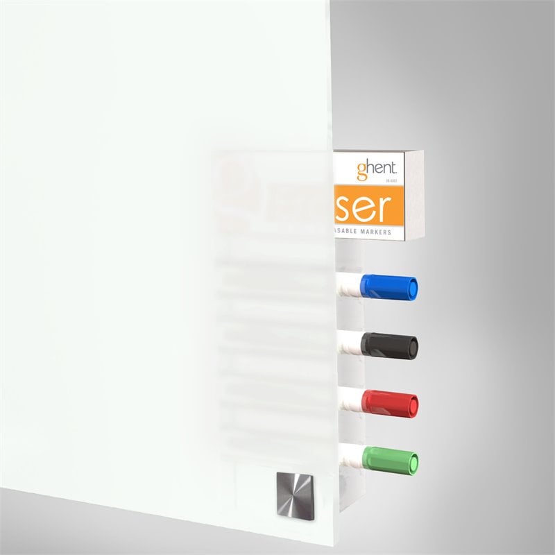 Pemberly Row Glass 4' x 6' Board with Square Corners in Frosted Black