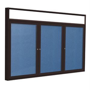Pemberly Row Vinyl 48&quot x 72&quot 3 Door Enclosed Bulletin Board in Ocean Blue