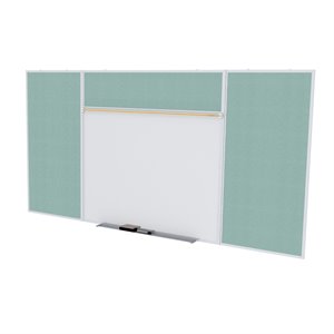 Pemberly Row Vinyl 4' x 10' Bulletin & Magnetic Whiteboard Set-E in Stone