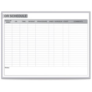 Pemberly Row Vinyl 3' x 4' Hospital OR Schedule Magnetic Whiteboard in Gray