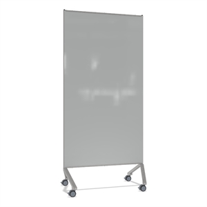 Pemberly Row Non-Magnetic Mobile Glassboard in Gray & Silver Frame 77x36