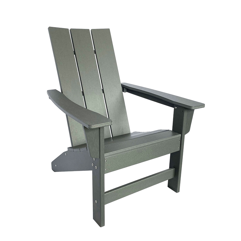 Pemberly Row Modern Resin All-Weather Patio Porch Adirondack Chair in Gray