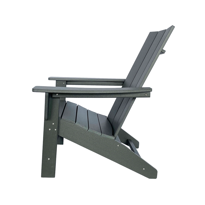 Pemberly Row Modern Resin All-Weather Patio Porch Adirondack Chair in Gray