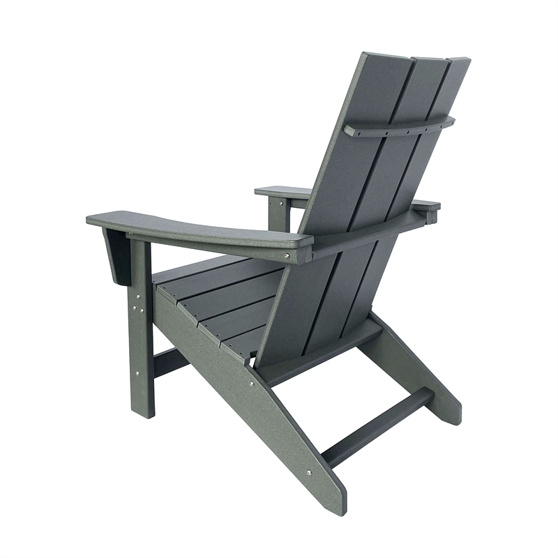 Pemberly Row Modern Resin All-Weather Patio Porch Adirondack Chair in Gray