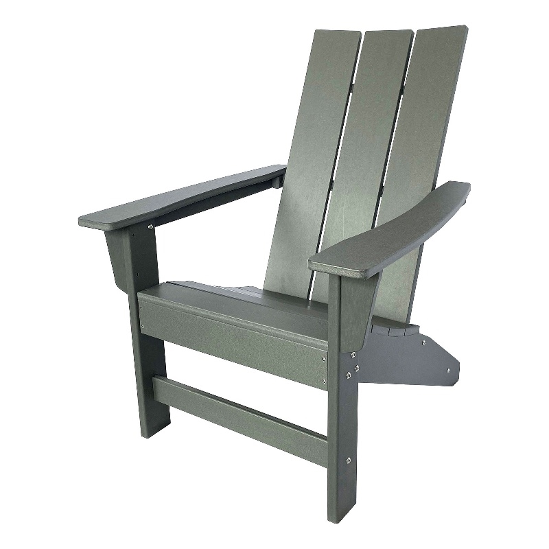 Pemberly Row Modern Resin All-Weather Patio Porch Adirondack Chair in Gray