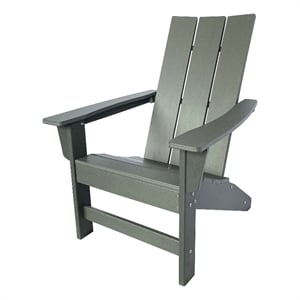 Pemberly Row Modern Resin All-Weather Patio Porch Adirondack Chair in Gray