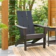 Pemberly Row Modern Resin All-Weather Patio Porch Adirondack Chair in Black