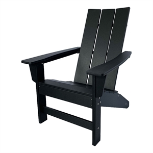 Pemberly Row Modern Resin All-Weather Patio Porch Adirondack Chair in Black