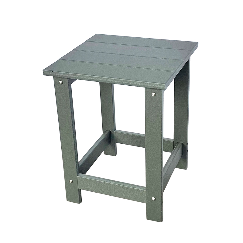 Pemberly Row Adirondack Indoor/Outdoor Square Resin End Table in Gray