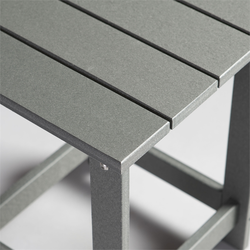 Pemberly Row Adirondack Indoor/Outdoor Square Resin End Table in Gray