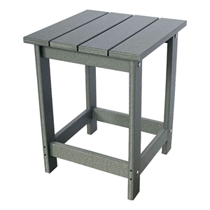 Pemberly Row Adirondack Indoor/Outdoor Square Resin End Table in Gray