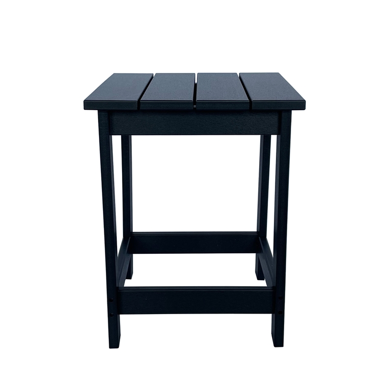Pemberly Row Adirondack Indoor/Outdoor Square Resin End Table in Black