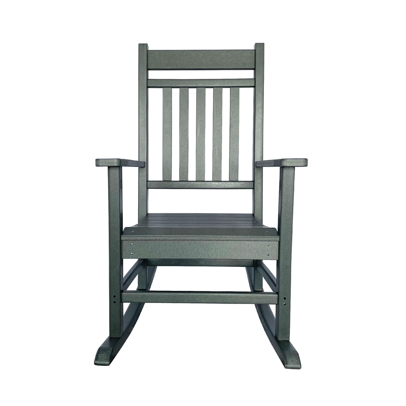Pemberly Row All-Weather Traditional Resin Patio Porch Rocker in Gray