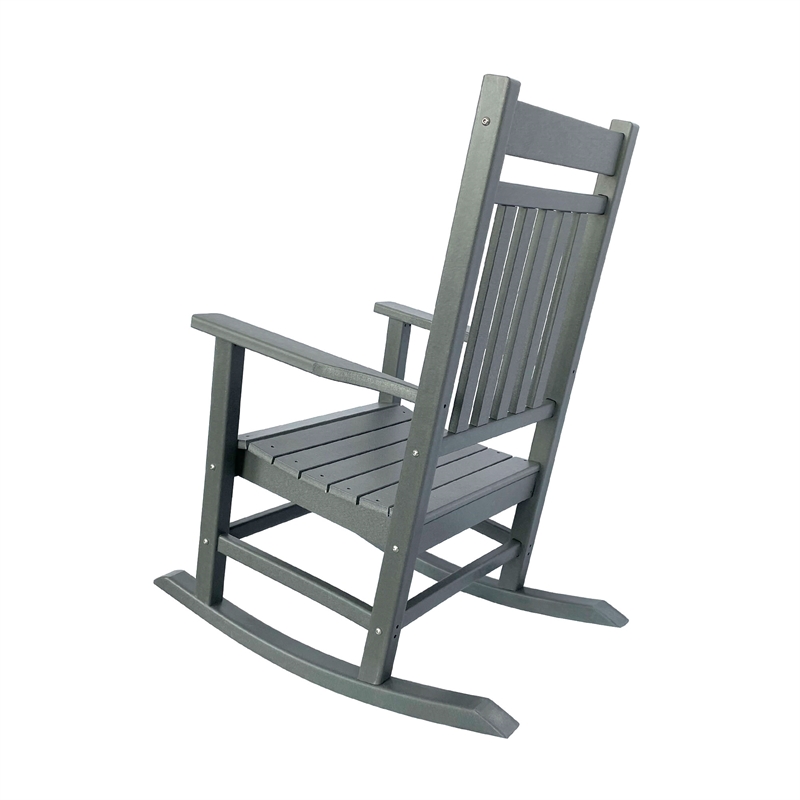 Pemberly Row All-Weather Traditional Resin Patio Porch Rocker in Gray