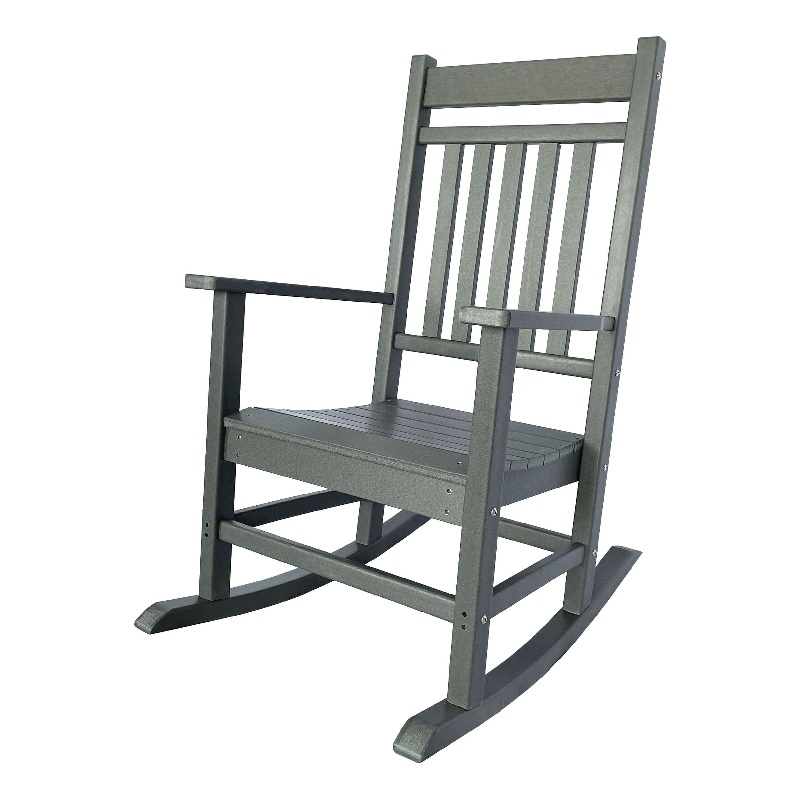 Pemberly Row All-Weather Traditional Resin Patio Porch Rocker in Gray