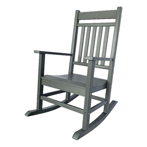 Pemberly Row All-Weather Traditional Resin Patio Porch Rocker in Gray