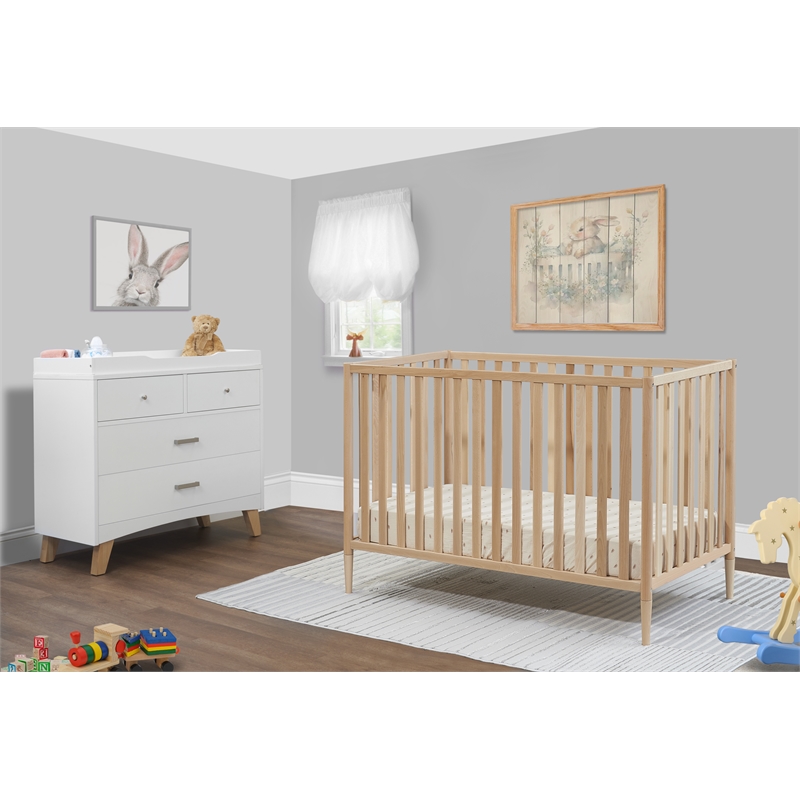 Pemberly Row Set of 2 3-in-1 Convertible Crib & Mattress Foam