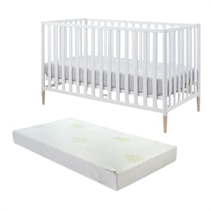 Pemberly Row Set of 2 3-in-1 Convertible Crib & Mattress Foam