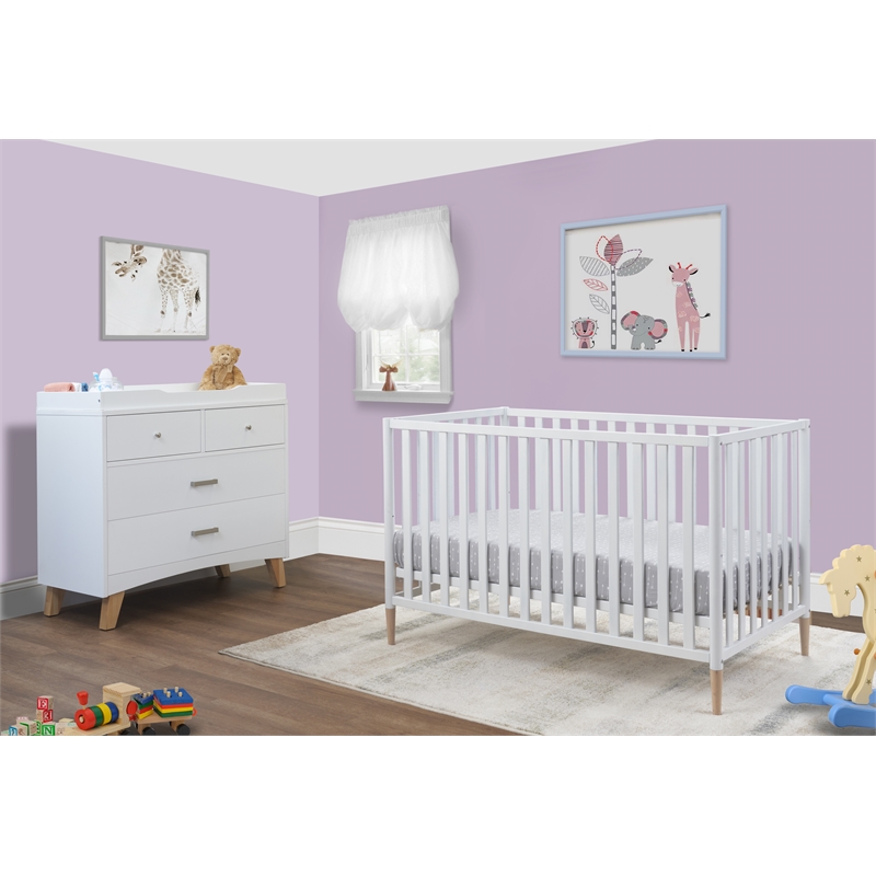 Pemberly Row Set of 2 3-in-1 Convertible Crib & Mattress Foam