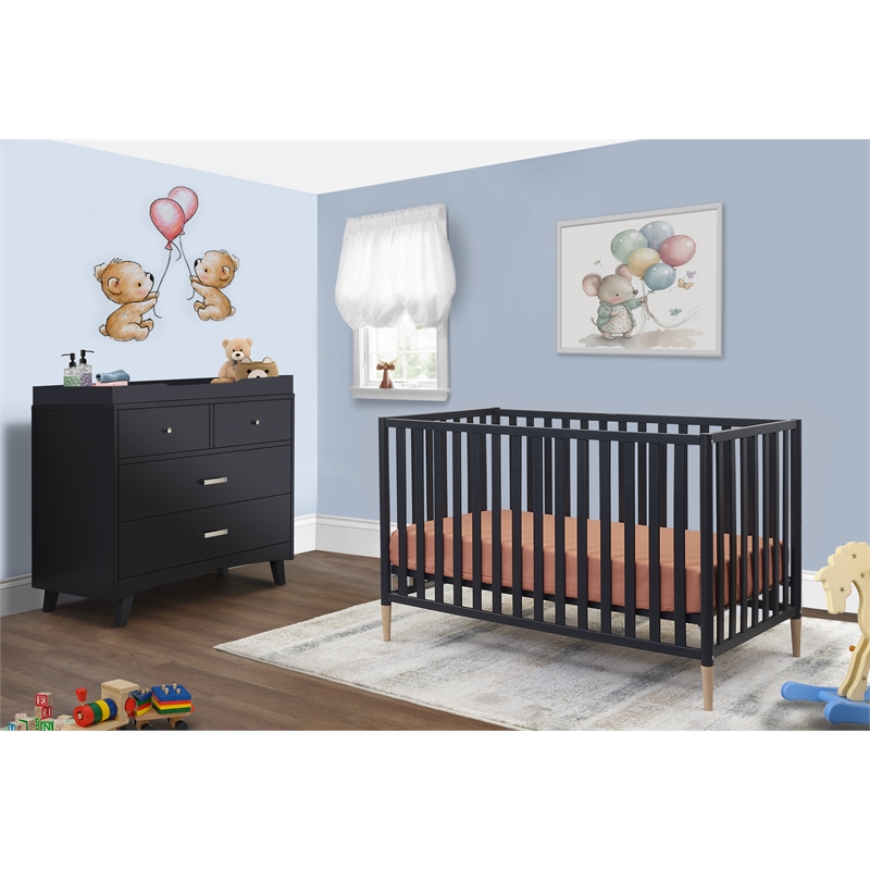 Pemberly Row Set of 2 3-in-1 Convertible Crib & Mattress Foam