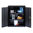 Pemberly Row 3 Shelf Welded Metal Locking Storage Cabinet in Black