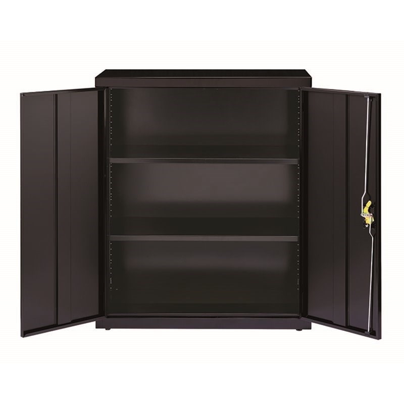 Pemberly Row 3 Shelf Welded Metal Locking Storage Cabinet in Black