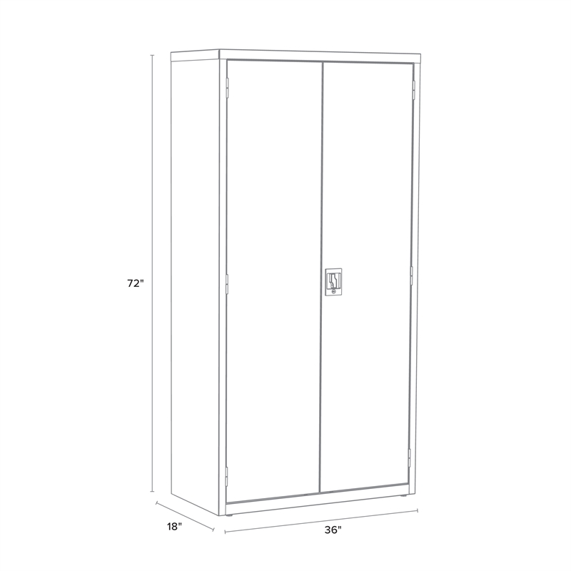 Pemberly Row Metal Storage Cabinet with 4 Shelves 18Dx36Wx72H in Putty/Beige