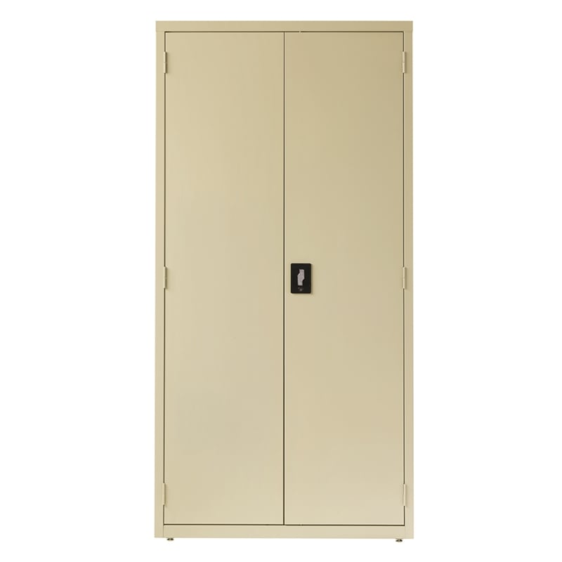 Pemberly Row Metal Storage Cabinet with 4 Shelves 18Dx36Wx72H in Putty/Beige
