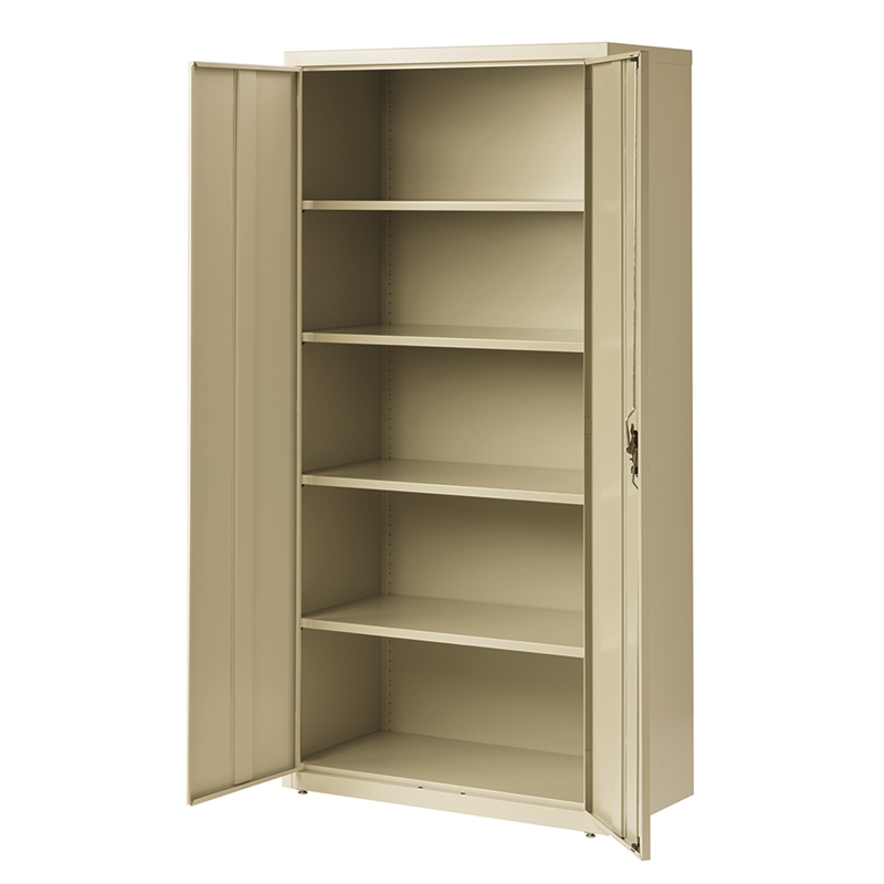 Pemberly Row Metal Storage Cabinet with 4 Shelves 18Dx36Wx72H in Putty/Beige