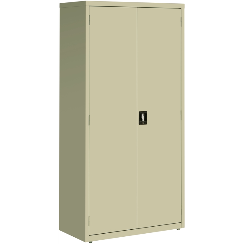 Pemberly Row Metal Storage Cabinet with 4 Shelves 18Dx36Wx72H in Putty/Beige