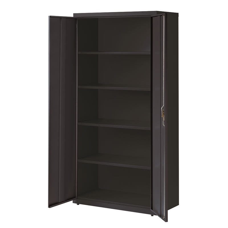 Pemberly Row Metal Storage Cabinet with 4 Shelves 18Dx36Wx72H in Black