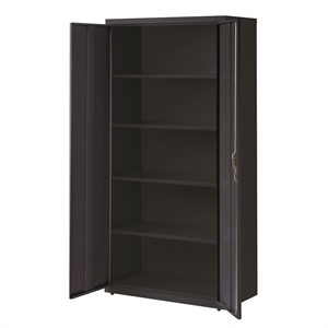 Pemberly Row Metal Storage Cabinet with 4 Shelves 18Dx36Wx72H in Black