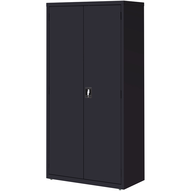 Pemberly Row Metal Storage Cabinet with 4 Shelves 18Dx36Wx72H in Black