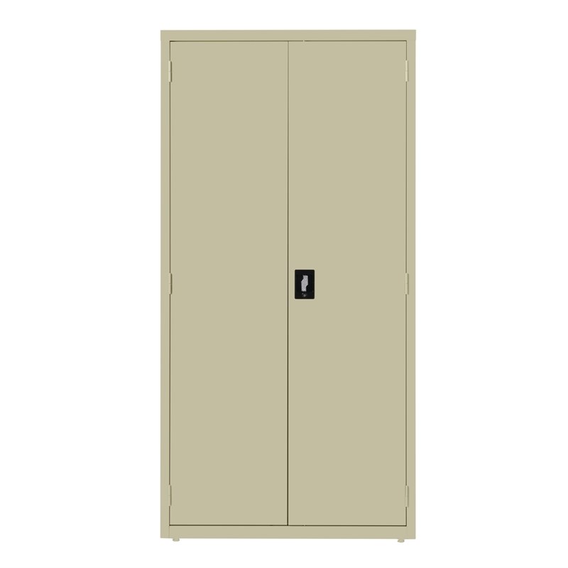 Pemberly Row Welded Metal Storage Cabinet 4 Shelves in Putty/Beige