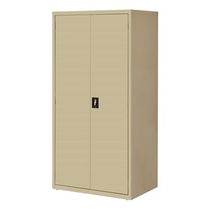 Pemberly Row Welded Metal Storage Cabinet 4 Shelves in Putty/Beige