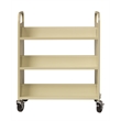 Pemberly Row Double-Sided Mobile Metal Book Cart in Putty/Beige