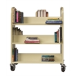 Pemberly Row Double-Sided Mobile Metal Book Cart in Putty/Beige