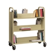 Pemberly Row Double-Sided Mobile Metal Book Cart in Putty/Beige