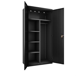 Pemberly Row Wardrobe Metal Storage Cabinet 18&quotD x 36&quotW x 72&quotH in Black