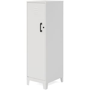 Pemberly Row 53.38&quotH 4 Shelf Metal Storage Locker Cabinet 3&quot Legs in Pearl White