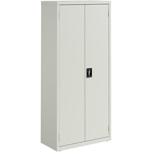 Pemberly Row Welded Metal Storage Cabinet 4 Shelves 15&quotDx30&quotWx66&quotH in Light Gray