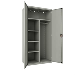 Pemberly Row Wardrobe Metal Storage Cabinet 18&quotD x 36&quotW x 72&quotH in Light Gray